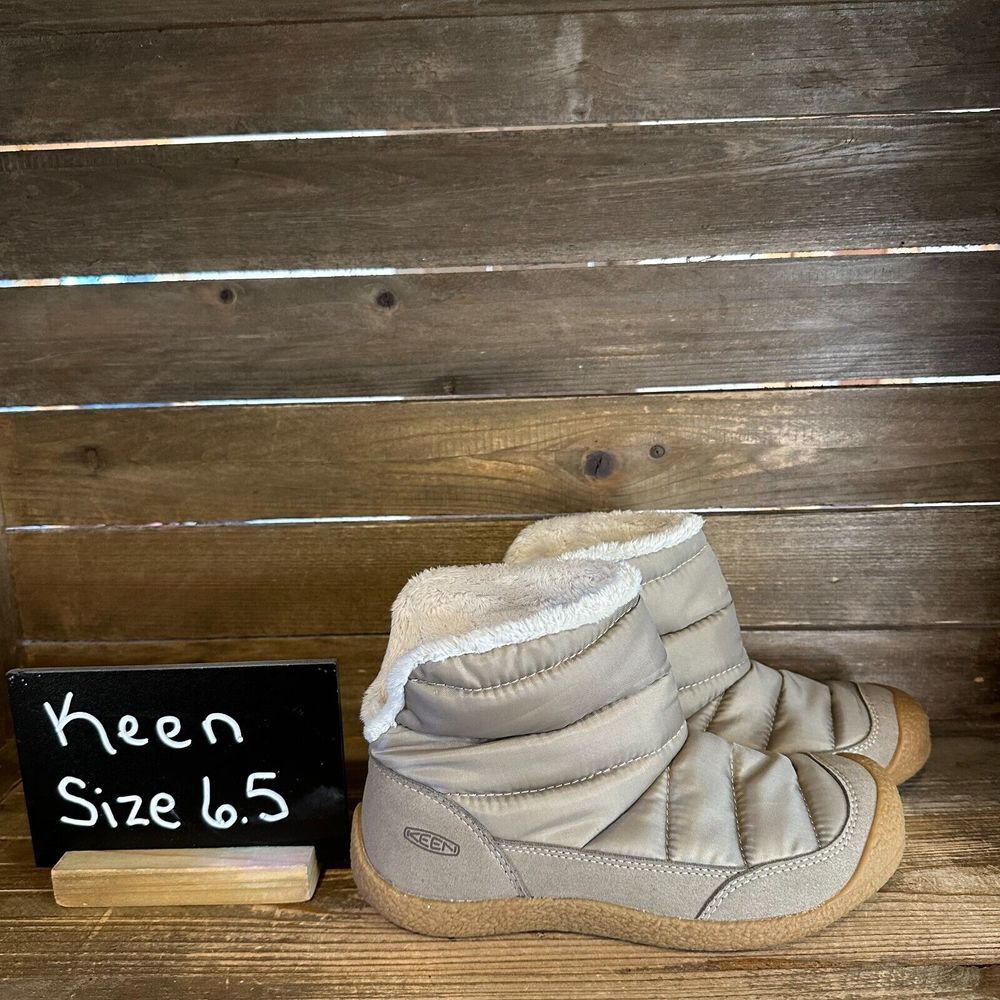 New Womens Keen Howser Fold Down Taupe Lined Winter Snow Ankle Boots Size 6.5 M